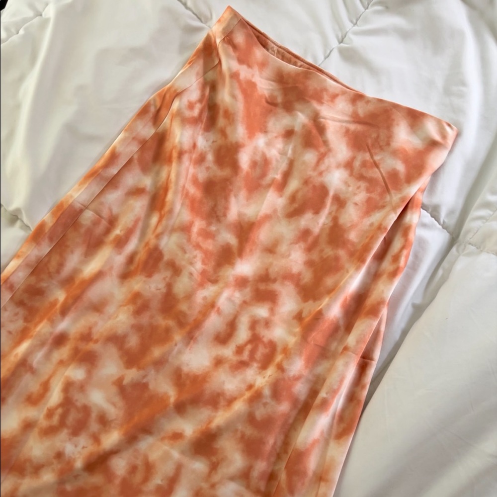 NWOT Orange Tie Dye Midi Skirt Forever 21